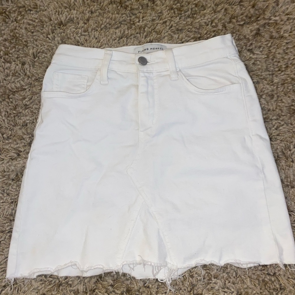Flying monkey white jean skirt